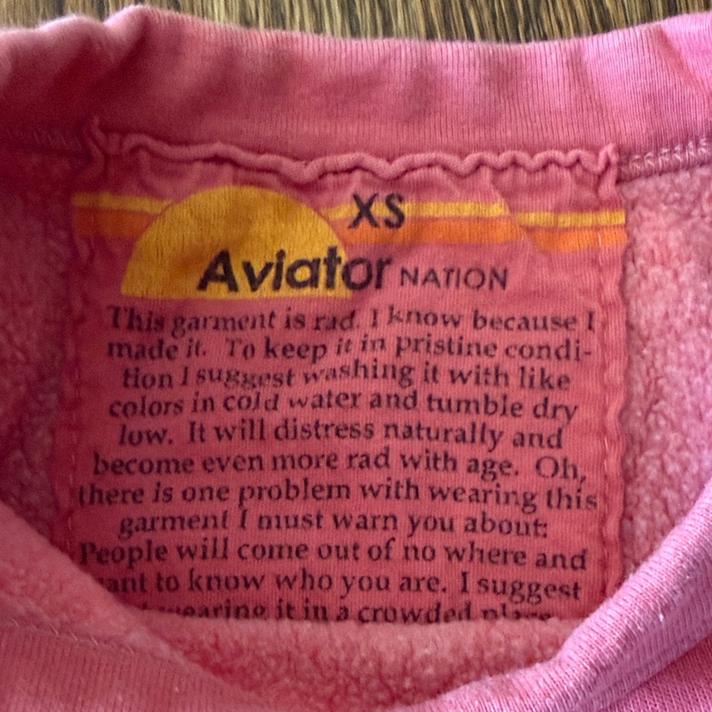 Aviator Nation XS Lightning Crop Sweatshirt with Contrast Stripe - Picture 5 of 10